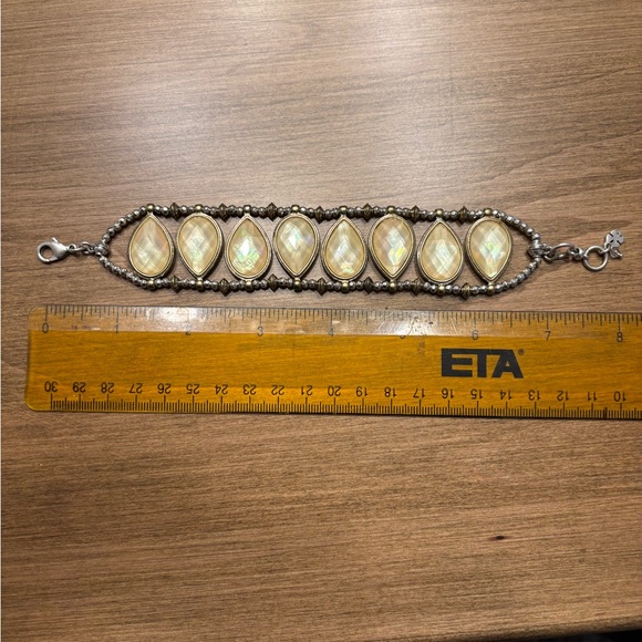 Lucky Brand bracelet, 8” long. Silver and brass color. Drop shaped links. - Picture 2 of 5